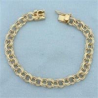 Double Ring Charm Bracelet in 14k Yellow Gold