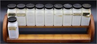 10pc Art Deco White Milk Glass Spice Jars