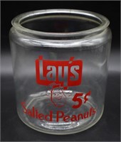 Vntg Lay's Salted Peanuts Jar - Missing Lid