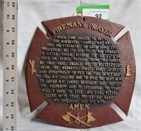 Cast Iron Fireman's Prayer Plaque