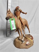 Native American Ceramic Statue on Horse