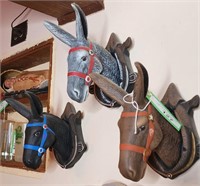 3 Mule head wall hangings