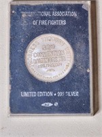 one troy ounce .999 silver fire fighter coin