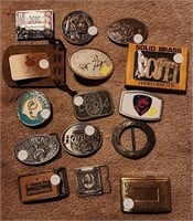 Collection of 15 old belt buckles
