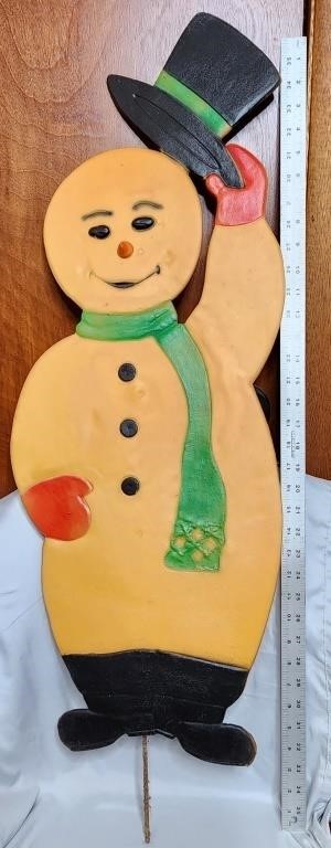 Vintage flat plastic snowman