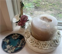 Candle & Holder, Stain Glass Sun Catcher & Vase