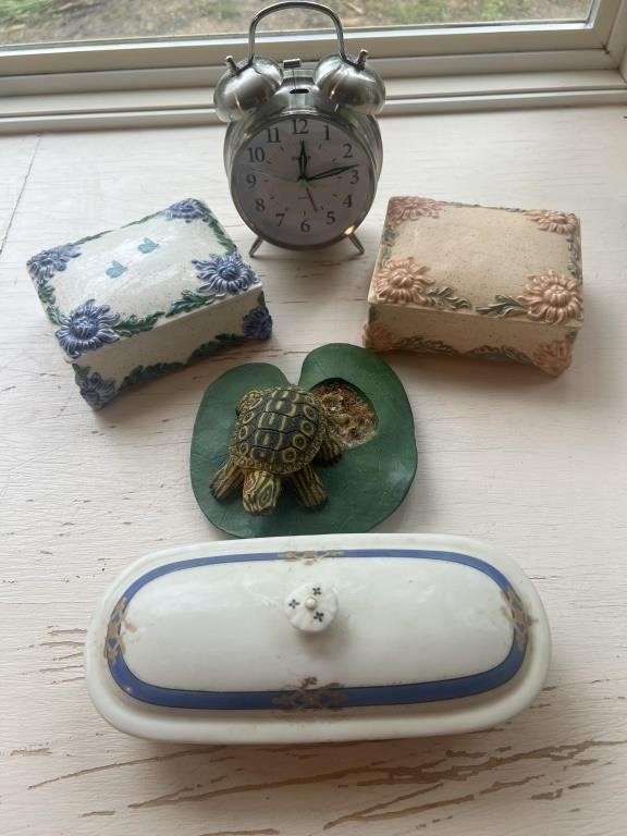 Soviet Alarm Clock, Turtle, 3 pc Trinket boxes