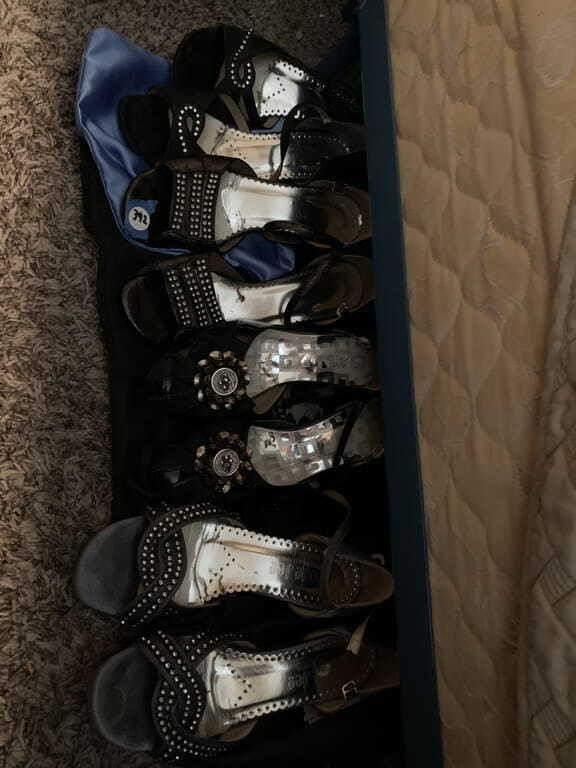 4 PAIRS OF EMBELLISHED BALLROOM DANCE SHOES 6.5-7