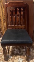 Vntg Wooden Chair w\Leather Cushion