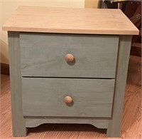 Wooden Light Green Night Stand w\ Content