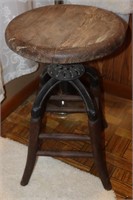 Antique Cast Iron & Wood Stool