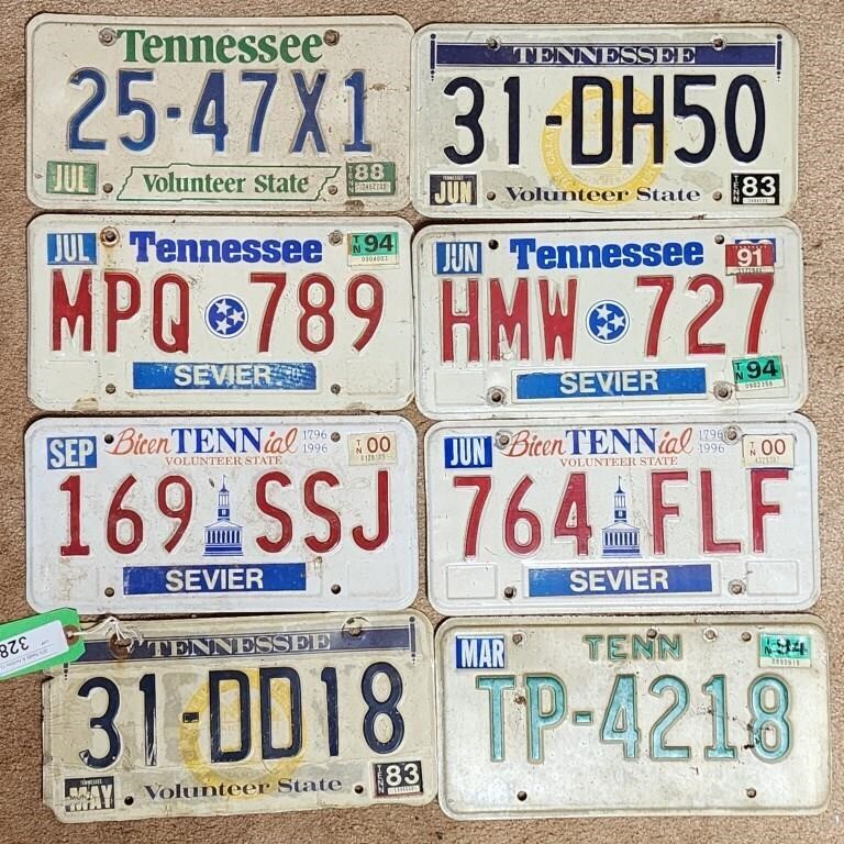 Lot of 8 Tennessee license plates