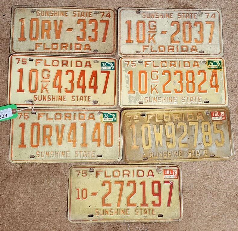 Lot of 7 florida license plates