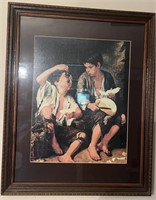 Vntg Oil Painting "Beggar Boys Eating"