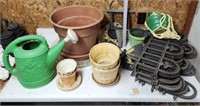 Lot of flower pots Garden fence and more