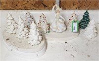 8 small 6" ceramic trees and others