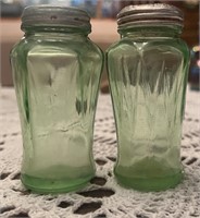 Green Depression Glass Salt & Pepper Shaker Set