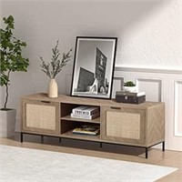 Anmytek Rattan TV Stand for 65 Inch TV Mid Century