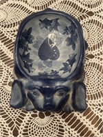 Vintage Asian Cobalt Blue White Stoneware