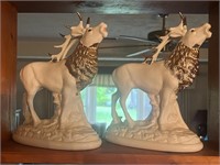 2pc Painted Ceramic Bisque Elk
