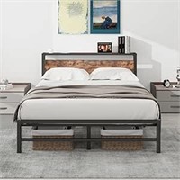 SEALED - ARFARLY Queen Bed Frame with Wood Storage