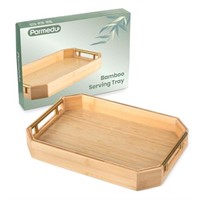 PARMEDU Natural Bamboo Serving Tray: Thickened