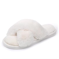 Womens Soft Plush Fuzzy Slippers Open Toe Warm