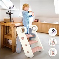Foldable Toddler Step Stool, Adjustable 3 Toddler