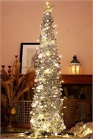 HMASYO 5 Ft Pop Up Christmas Tree with 50 Warm