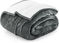 Utopia Bedding Sherpa Blanket Queen Size [Grey,