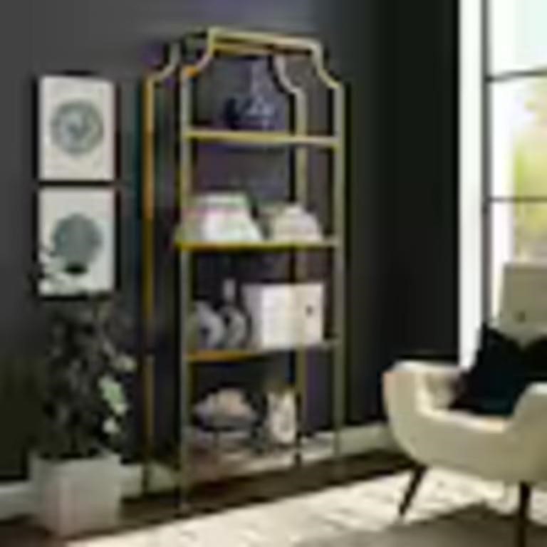 80 in. Gold/Clear Metal 4-shelf Etagere Bookcase