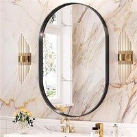 SEALED - 20 x 36" Oval Bathroom Mirror, Black Oval