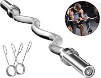 Jsepui 47" Olympic EZ Curl Bar for 2-inch Weight P