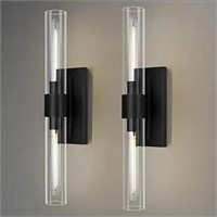 Wall Sconces Set of Two, 22.8" Black Sconces Wall