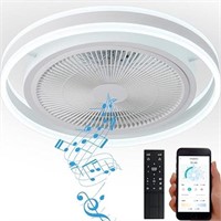 Flush Mount Ceiling Fan with Light and Bluetooth S