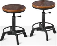 SEALED - Set of 2-Industrial Bar Stool-Rustic Coun