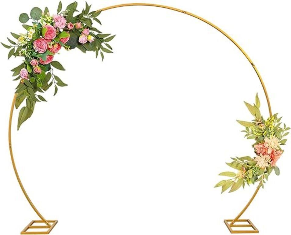 ULN - 8FT Wedding Arch Round Backdrop Stand Gold M