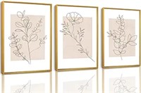CHDITB Floral Line Framed Canvas Wall Art Set, Min