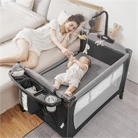 5 in 1 Pack and Play, Baby Bassinet Bedside Sleepe