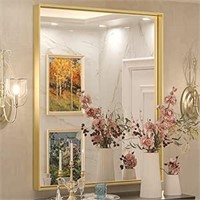 Keonjinn Gold Bathroom Mirror 30 x 36 Inch Brushed