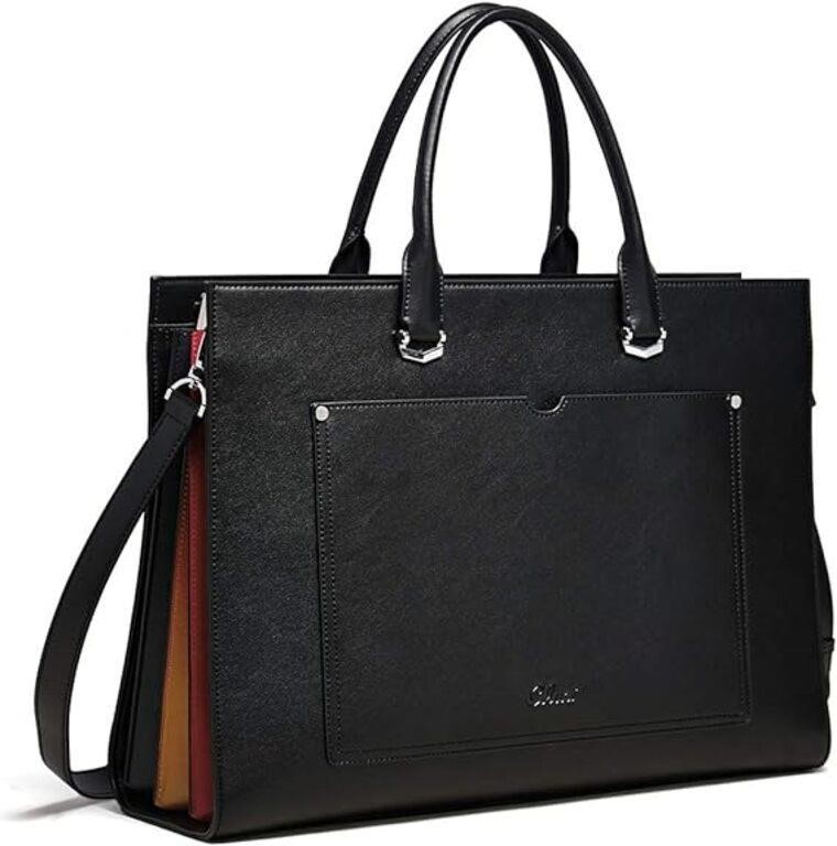 CLUCI Briefcase for Women Oil Wax Leather Slim 15.