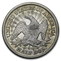 1853 Liberty Seated Half Dollar w/Arrows & Rays AU