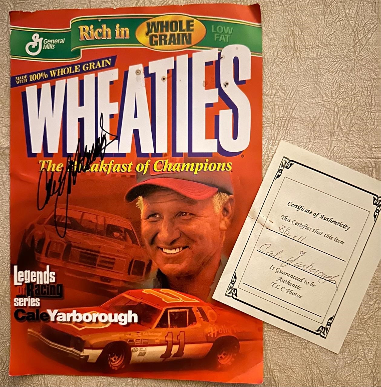 Cale Yarborough Autographed Wheaties 8x10 NASCAR