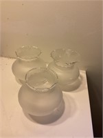 3 Vintage frosted glass lampshades