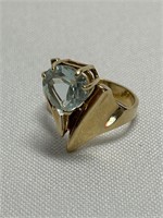 14 K Gold Art Deco Cocktail Ring Size 7.75
