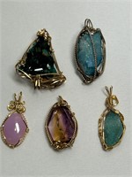 5 Wire Wrapped Pendants