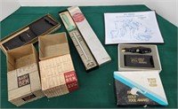 Taylor thermometer w/box, empties etc