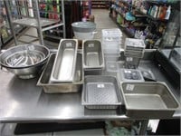 (28) ASSORTED S/S PANS & PLASTIC PANS-ONLY