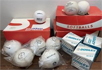 Box of softballs - Dudley, WhiteHawk, Debeer,
