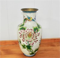 Cloisonne vase. Measures 12.75" tall